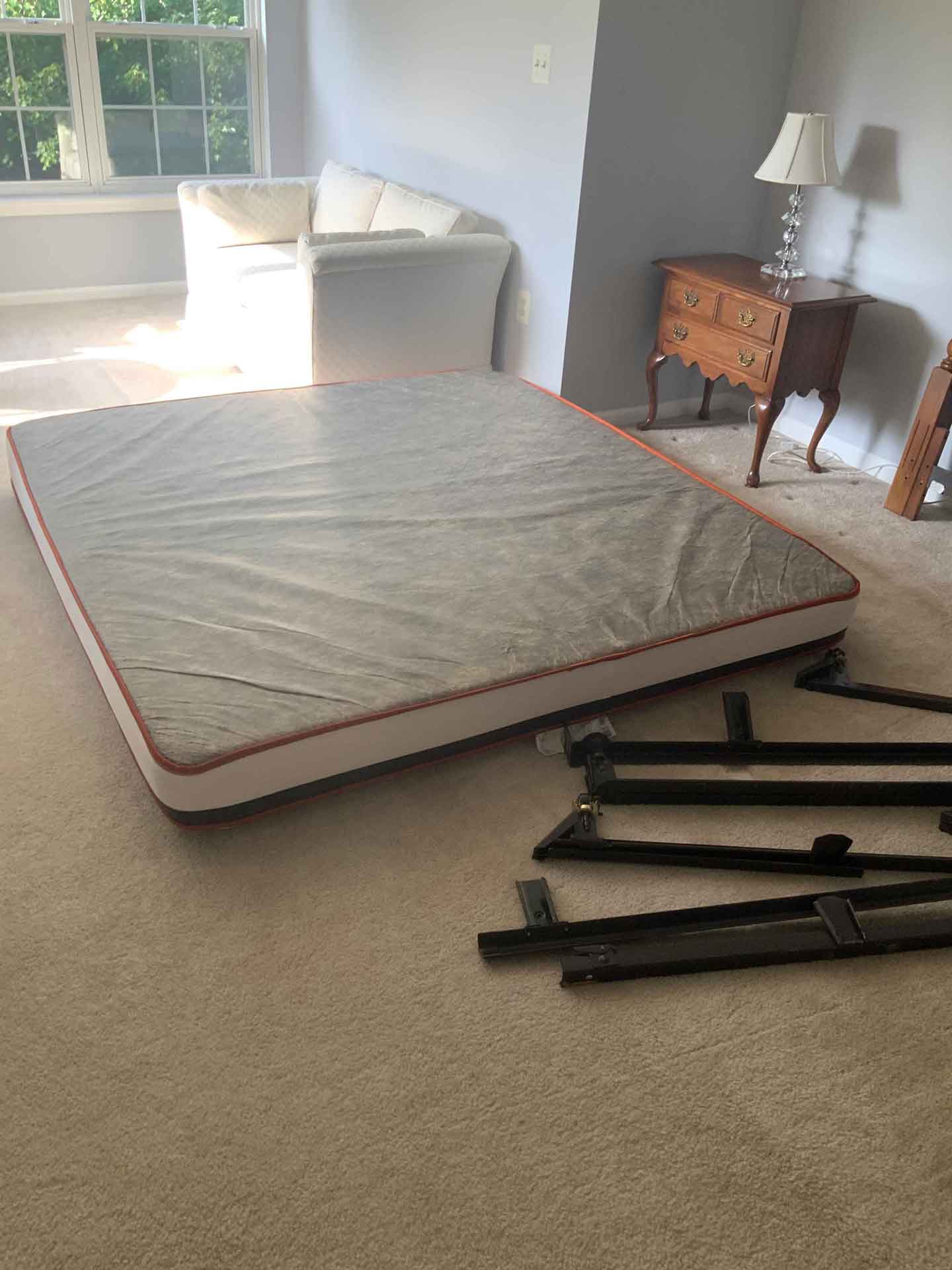 Mattress and dissembled bed frame