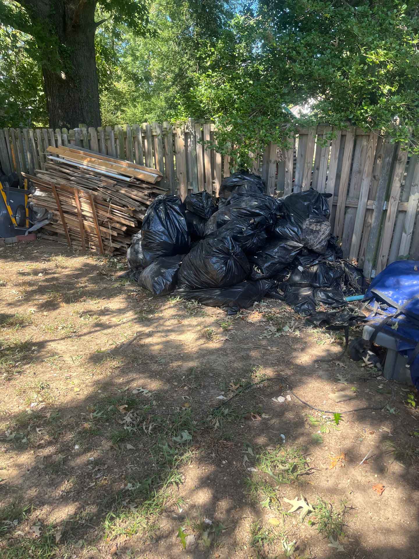 Pile of trash in backyard