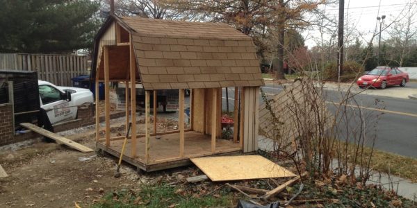 Half-demolished shed