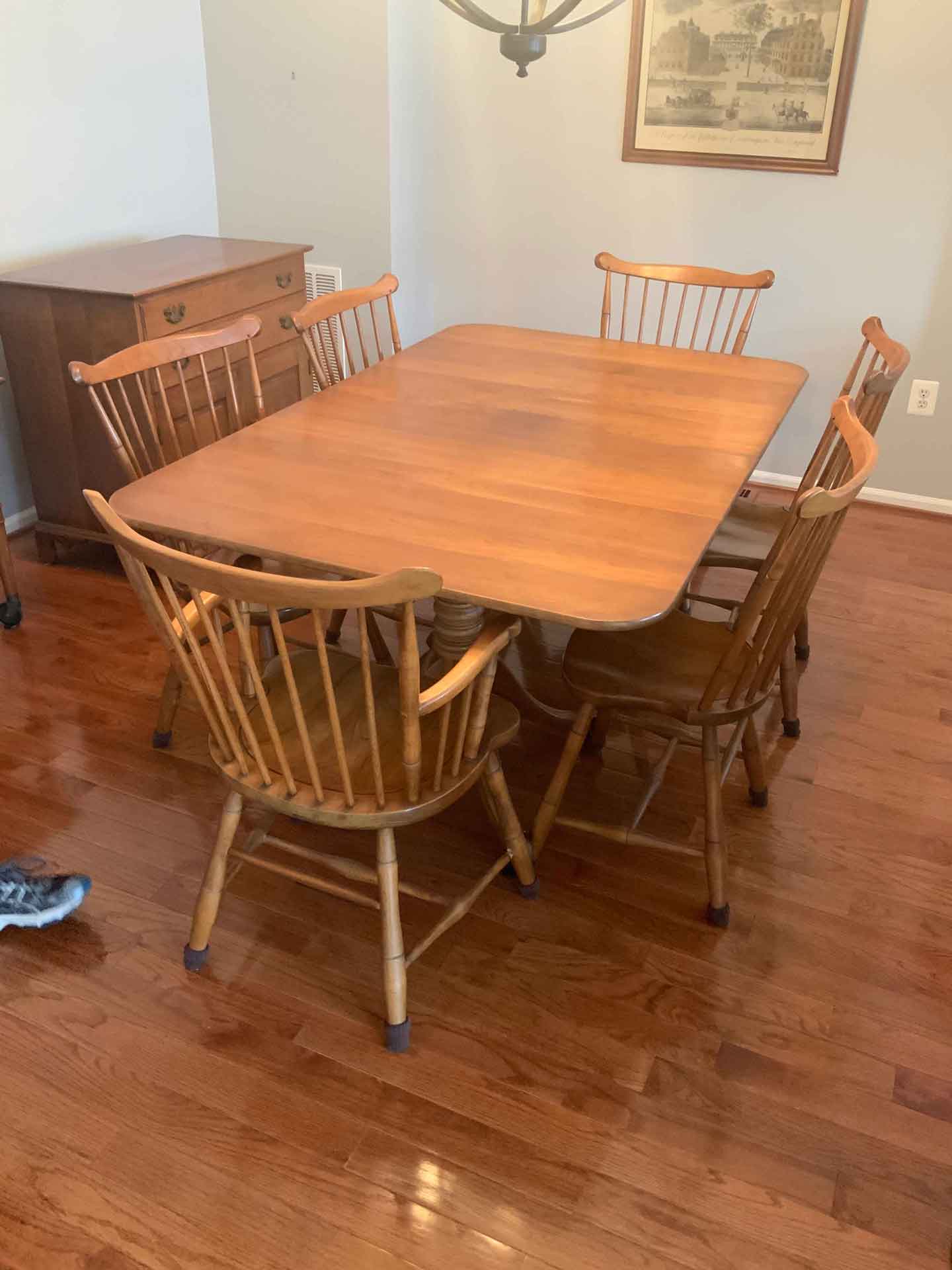 Wooden dining table and chairs